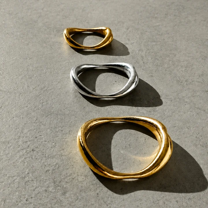Silver and golden cock rings